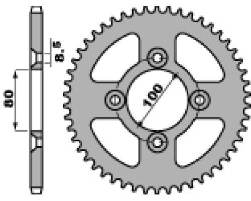 Pbr задня зірічка 4351 50f honda crf 100 04-09, xr 100r (ланцюг 428)
