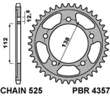 Pbr задня зірочка 4357 48c45 honda xl 1000v varadero 99-13 (+1) (jtr1304.48)
