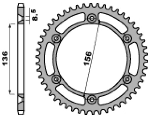 Задня зірочка pbr 4365 43 c45 xf 650 (97-02) freewind (jtr1791.43) (ланцюг 525)