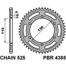 Pbr задня зірічка 4385 43 c45 suzuki gsxr 600 (11-16), yamaha mt-07`14-16 (jtr1876.43) (ланцюг 525)