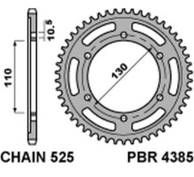 Pbr задня зірічка 4385 43 c45 suzuki gsxr 600 (11-16), yamaha mt-07`14-16 (jtr1876.43) (ланцюг 525)