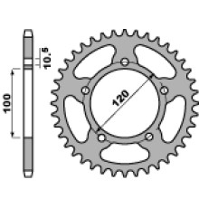 Задня зірочка pbr 4396 40 aprillia rs 125 (06-12) (jtr703.40) (ланцюг 520)