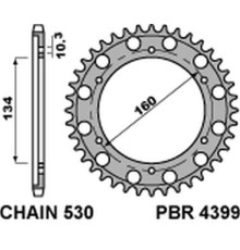 Задня зірочка pbr 4399 44 c45 cbr 900 rr`00-03, cbr 1000rr`06-15 (jtr1306.44) (ланцюг 530) (+2)