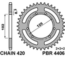Задня зірочка pbr 4406 53 f derbi senda 50r/sm 00-12 (ланцюг 420) (jtr1132.53)