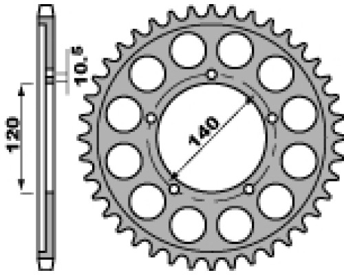 Задня зірочка pbr 4409 40 c45 suzuki sv 1000 s (03-'07) (jtr1800.40) (ланцюг 530)