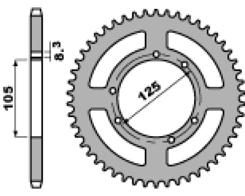 Задня зірочка pbr 4413 50 f yamaha xt125r (05-11), derbi senda 125 (04-13) (jtr1134.50) (ланцюг 428)