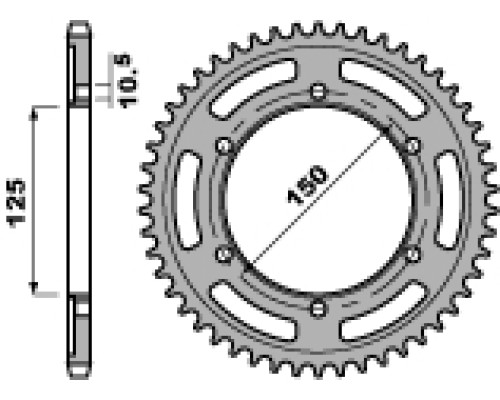 Задня зірочка pbr 4454 45 c45 ktm 950 / 990 adventure lc 8 03-12 (+3) (ланцюг 525) (jtr899.45)