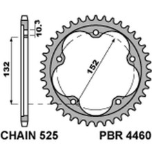 Задня зірочка pbr 4460 43 (загартувана сталь) mv augusta 800/910/920/989/990/1000 04-16 (525 ланцюг)