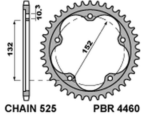 Задня зірочка pbr 4460 43 (загартувана сталь) mv augusta 800/910/920/989/990/1000 04-16 (525 ланцюг)