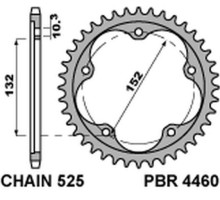 Задня зірочка pbr 4460 43 (загартувана сталь) mv augusta 800/910/920/989/990/1000 04-16 (525 ланцюг)