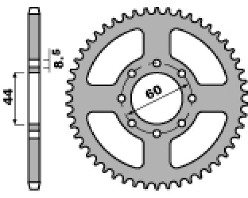 Задня зірочка pbr 4461 52 f yamaha dt 50r 97-03, mbk 50 x limit (ланцюг 420) (jtr1832.52)