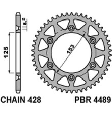 Задня зірочка pbr 4489 59 f honda crm 125 (hm) (08-11) (ланцюг 428)
