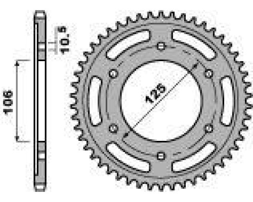 Задня зірочка pbr 4529 47 c45 triumph 675 daytona/ street triple (08-16) (ланцюг 525) (jtr2014.47)