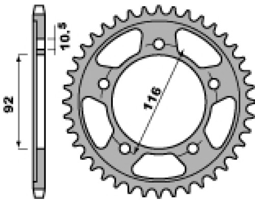 Pbr задня зірочка 4542 41 c45 kawasaki zzr 1400 (06-10) (ланцюг 530) (jtr1493.41)