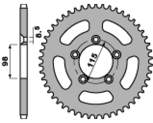 Задня зірочка pbr 4552 48 ktm sx 65 ('98-'20) (ланцюг 420)
