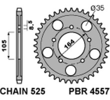 Задня зірочка pbr 4557 48 c45 gilera gp 800 '09-'13, aprilia srv850 '12 (+1) (ланцюг 525) (jtr-немає)