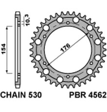 Задня зірочка pbr 4562 43 c45 honda cb 1000r '08-'18 (jtr1340.43) отвор-10.5mm (ланцюг 530) (std.-1)