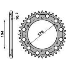 Задня зірочка pbr 4562 44 c45 honda cb 1000r '08-'18 (jtr1340.44) отвор-10.5mm (ланцюг 530) (std.)
