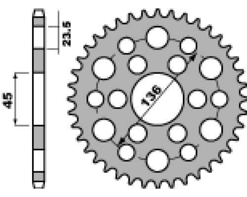 Задня зірочка pbr 4569 45 c45 yamaha 250 tricker 06-08, xg 250 tricker (ланцюг 428) (jtr-немає)