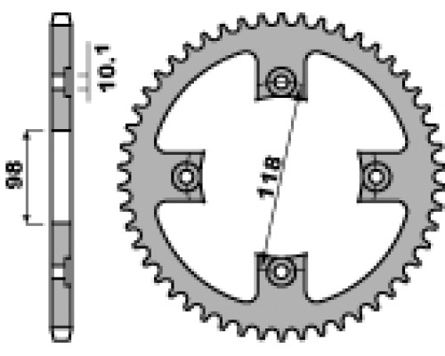 Задня зірочка pbr 4585 42 c45 bmw s 1000 rr (09-11) (ланцюг 525) (jtr7.42)
