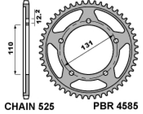 Задня зірочка pbr 4585 45 c45 bmw s1000rr 12-16, s1000xr 15-16 (jtr7.45)