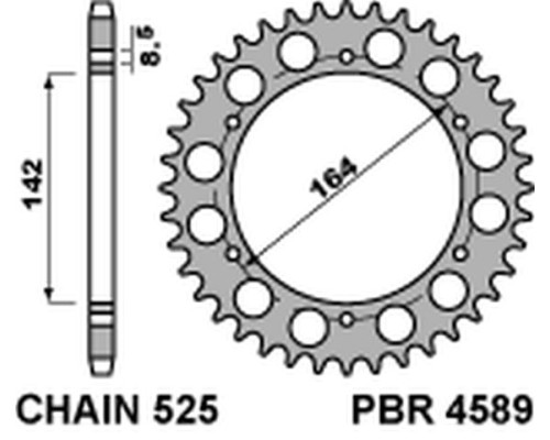 Задня зірочка pbr 4589 44 c45 hyosung gt 650 comet 04-'15 (jtr1074.44) (ланцюг 525)