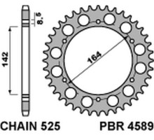 Задня зірочка pbr 4589 44 c45 hyosung gt 650 comet 04-'15 (jtr1074.44) (ланцюг 525)