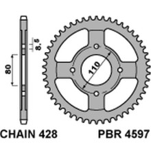Pbr задня зірочка 4597 42 c45 honda cbf 125 09-14 (jtr1219.42) (ланцюг 428)