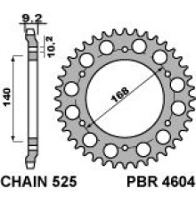 Pbr задня зірочка 4604 42 c45 husqvarna nuda 900r 12 (ланцюг 525)