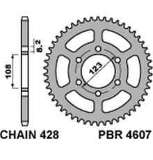 Задня зірочка pbr 4607 49 c45 derbi gpr 125 4t 09-13 (ланцюг 428)