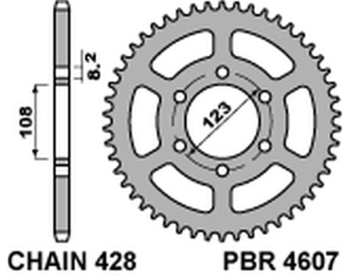 Задня зірочка pbr 4607 49 c45 derbi gpr 125 4t 09-13 (ланцюг 428)