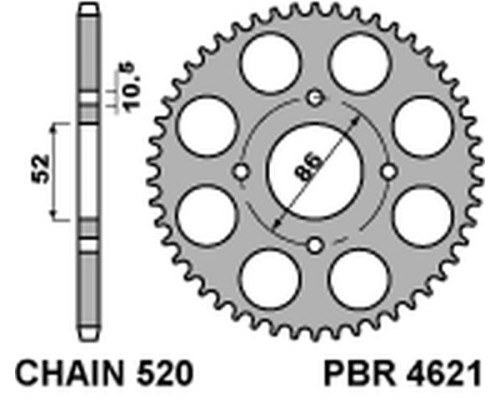 Задня зірочка pbr 4621 30f kymco mxu/mxr50/150 (02-13) (jtr1071.30) (ланцюг 520)