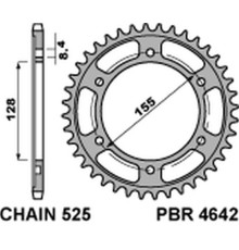 Задня зірочка pbr 4642 38 c45 ktm 1290 superduke (13-'20) (ланцюг 525) (jtr893.38) (загартована сталь)
