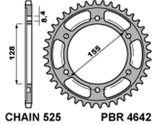 Задня зірочка pbr 4642 38 c45 ktm 1290 superduke (13-'20) (ланцюг 525) (jtr893.38) (загартована сталь)