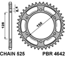 Задня зірочка pbr 4642 38 c45 ktm 1290 superduke (13-'20) (ланцюг 525) (jtr893.38) (загартована сталь)