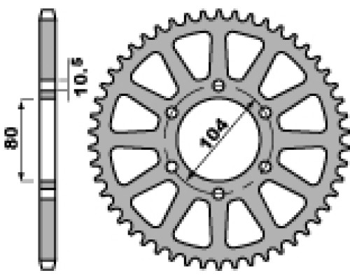 Задня зірочка pbr 478 42 c45 kawasaki gpz 400 84-89 (може замінити на 4578 42) (ланцюг 520)