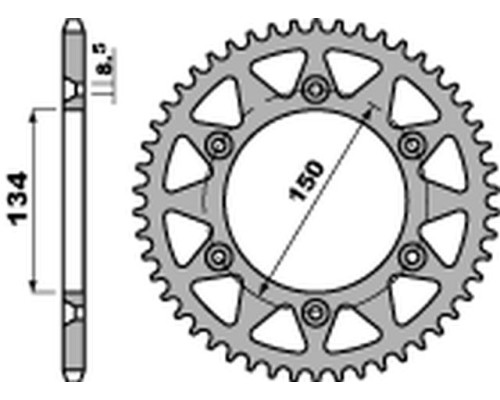Задня зірочка pbr 489 47 c45 kawasaki kx/ kxf (ланцюг 520)