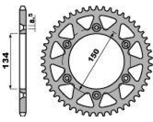 Pbr задня зірочка 489 48 c45 kawasaki kx/kxf (ланцюг 520)