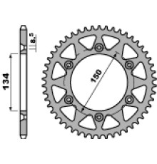 Задня зірочка pbr 489 51 c45 kawasaki kx/kxf (ланцюг 520) (jtr460.51)