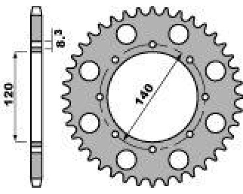 Pbr задня зірочка 491 46 c45 kawasaki kle 500 (97-04) (ланцюг 520) (jtr487.46)