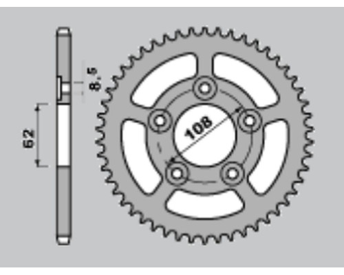 Задня зірочка pbr 714 49 aprilia 125 rs sport pro '93-'05, caiva mito sort pro '92-'03 (415 ланцюг)