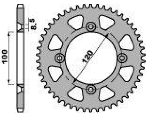 Pbr задня зірочка 798 48 c45 suzuki rm 80/85, yamaha yz 80/85 (ланцюг 428) (jtr798.48)
