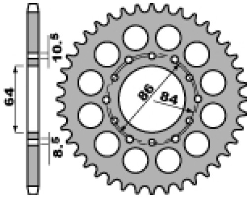 Pbr задня зірочка 814 44 c45 suzuki gsx 400 e 81-83 (ланцюг 530)