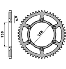 Задня зірочка pbr 820 52 c45 husqvarna cr/wr/te/tc (70252c45) (jtr822.52) (ланцюг 520)