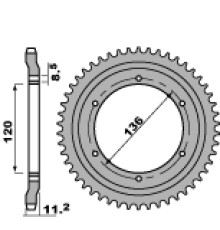 Pbr задня зірочка 827 47 f yamaha tzr 125r (91) (ланцюг 428)
