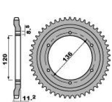 Pbr задня зірочка 827 47 f yamaha tzr 125r (91) (ланцюг 428)