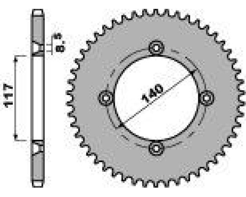 Pbr задня зірочка 831 48 c45 yamaha yz 80 86-92 (jtr831.48) (ланцюг 428)