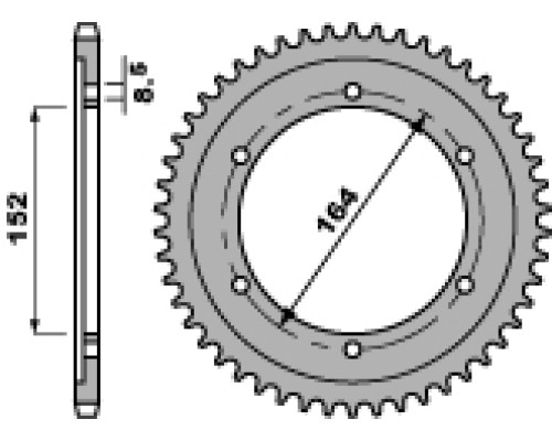 Задня зірочка pbr 841 42 c45 yamaha sr 500 78-80, xt 500 76-80 (ланцюг 530)