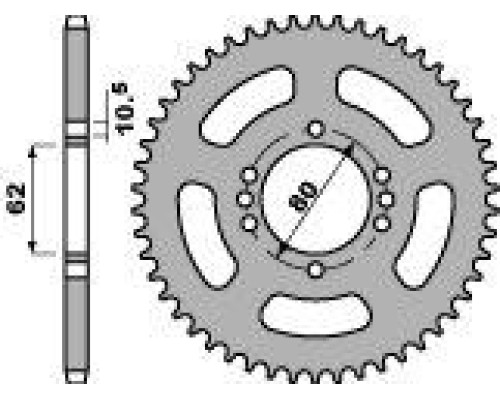 Pbr задня зірочка 843 52 f yamaha dt 80lc 85-96 (ланцюг 428)