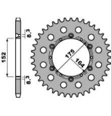 Pbr задня зірочка 856 42 c45 yamaha xt 500 (76-89) (ланцюг 520) (jtr853.42)